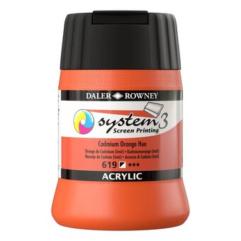 Daler-Rowney System3 Cadmium Orange Screen Printing Acrylic Ink 250ml