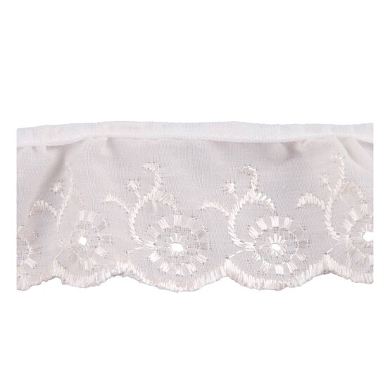 Cream 35mm Broderie Anglaise Frill Lace Trim by the Metre image number 1