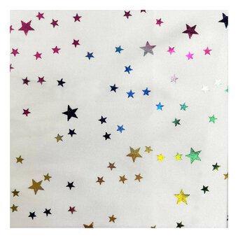 Multi Star Foil Satin Fabric by the Metre