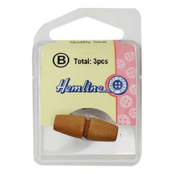 Hemline Wood Novelty Wooden Toogle Button 3 Pack image number 2