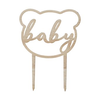 Wooden Baby Bear Cake Topper