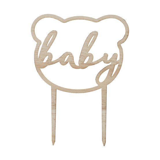Wooden Baby Bear Cake Topper image number 1
