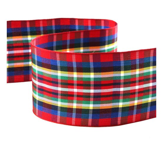 Red Tartan Ribbon 50mm x 3m image number 1