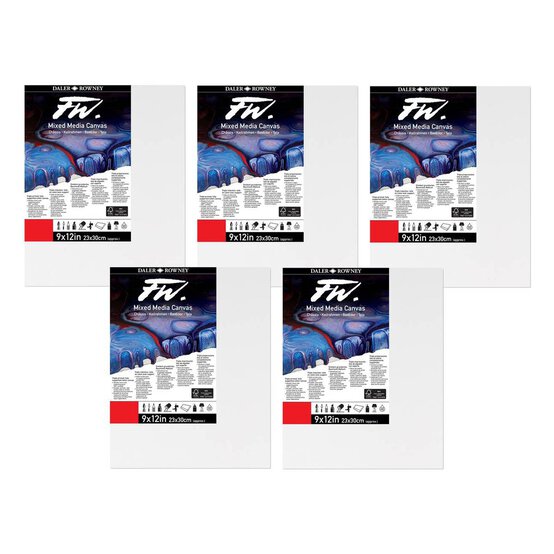 Daler-Rowney Mixed Media Canvases 23cm x 30cm 5 Pack image number 1
