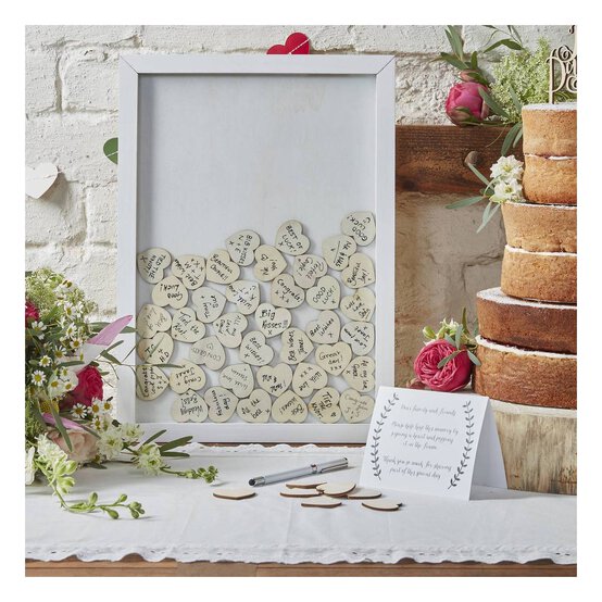 Ginger Ray Boho Wooden Guest Book Frame and Hearts image number 2