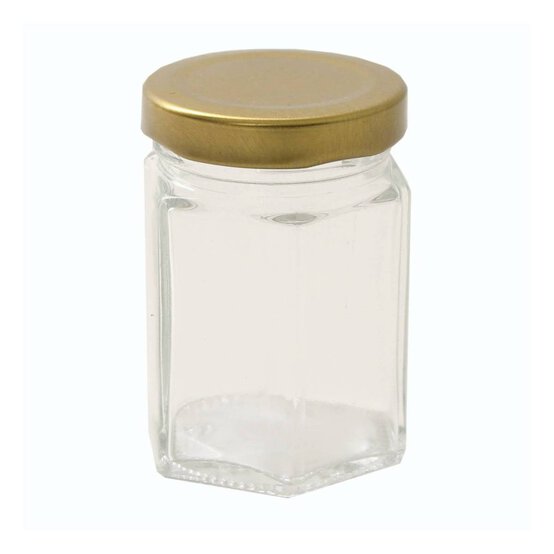 Clear Hexagonal Glass Jar 55ml image number 1
