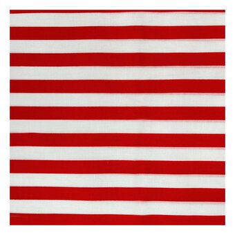 Red and White Stripe Polycotton Fabric by the Metre