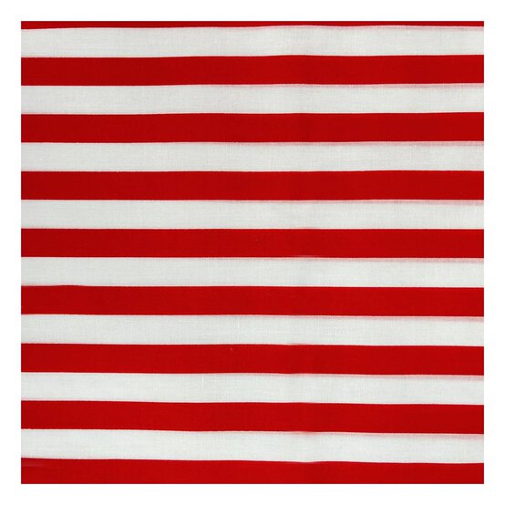 Red and White Stripe Polycotton Fabric by the Metre image number 2