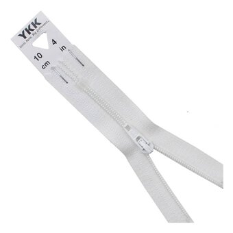 YKK White Dress and Skirt Zip 10cm