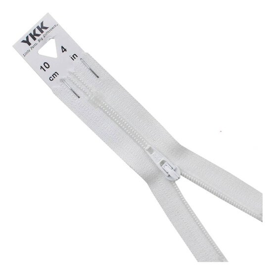 YKK White Dress and Skirt Zip 10cm image number 1