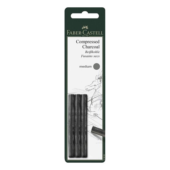 Faber-Castell Medium Compressed Charcoal 3 Pack image number 1