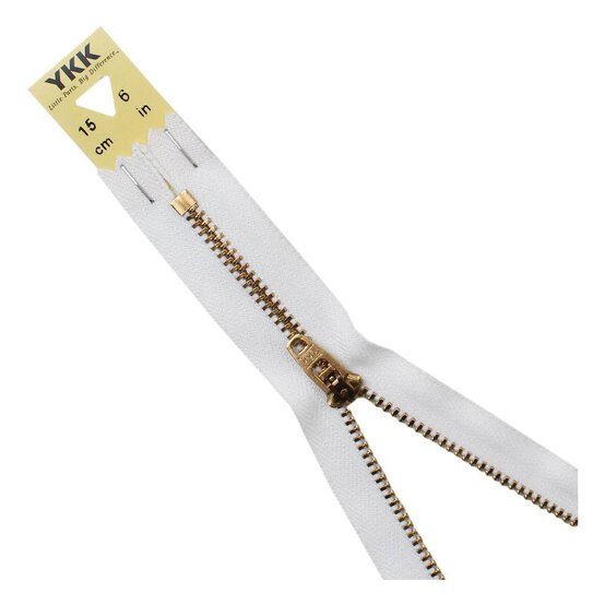 YKK White Brass Jeans Zip 15cm image number 1