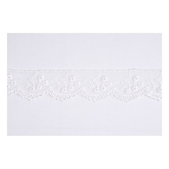 Cream Rayon Embroidery on Tulle Lace Trim by the Metre image number 2
