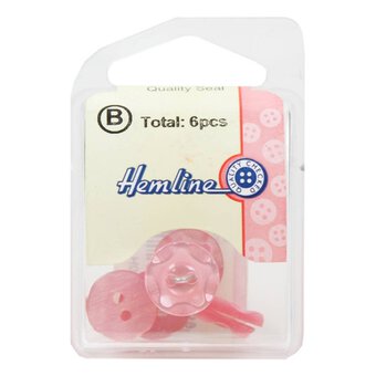 Hemline Pink Basic Scalloped Edge Button 6 Pack