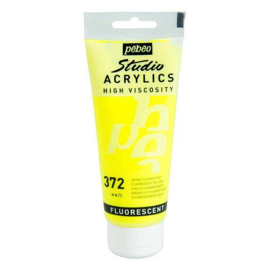Pebeo Fluorescent Yellow Studio Acrylic Paint 100ml image number 1
