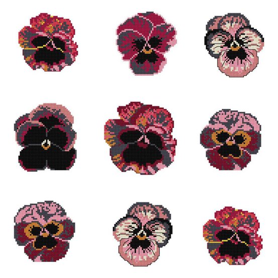 FREE PATTERN DMC Pansy Gang Cross Stitch 0088 image number 1