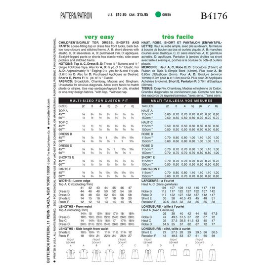 Butterick Girls&rsquo; Separates Sewing Pattern B4176 (2-5) image number 2