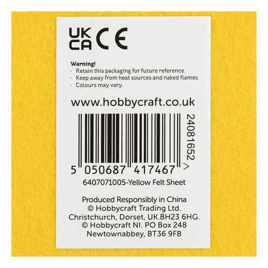 Yellow Polyester Felt Sheet A4 image number 6