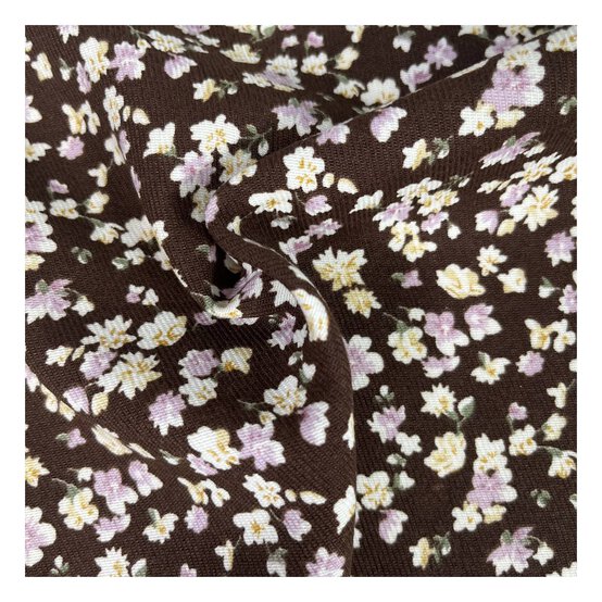 Brown and Pink Muted Floral Brushed Print Fabric by the Metre image number 1