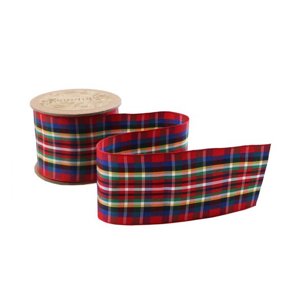 Red Tartan Ribbon 50mm x 3m image number 2