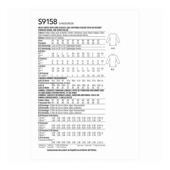 Simplicity Men&rsquo;s Shirt Sewing Pattern S9158 (34-42) image number 2