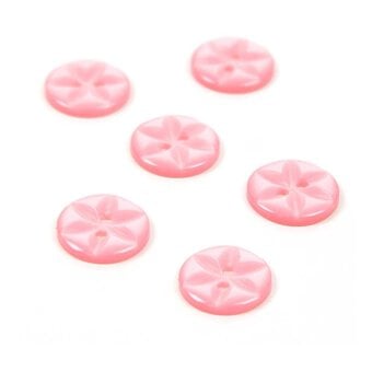 Hemline Pink Basic Star Button 6 Pack