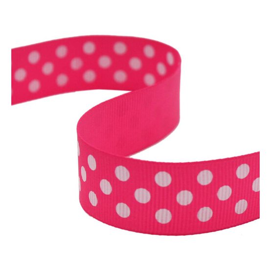 Hot Pink Spots Grosgrain Ribbon 19mm x 4m image number 1