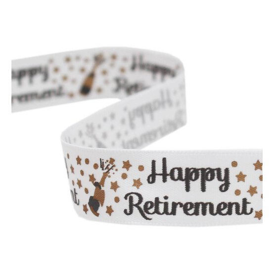 Happy Retirement Satin Ribbon 16mm x 4m image number 1
