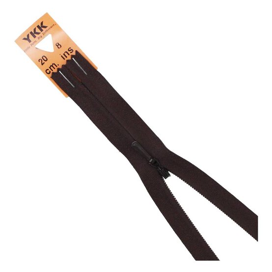 YKK Brown Concealed Zip 20cm image number 1