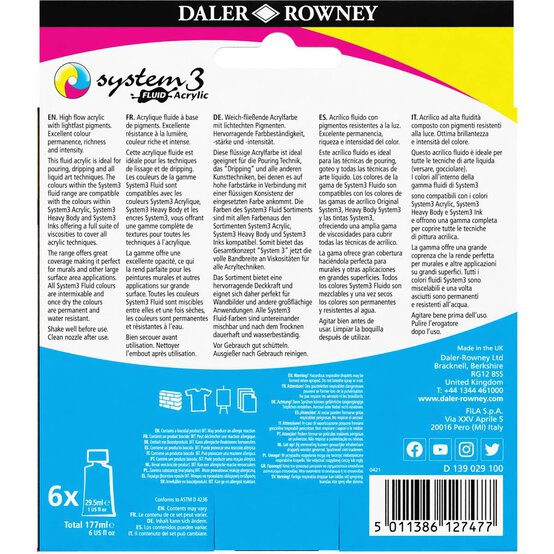 Daler-Rowney System3 Fluid Acrylic 29.5ml 6 Pack image number 4