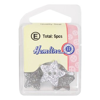Hemline White Novelty Star Button 5 Pack
