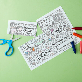 Free Mother's Day Vouchers Colouring Sheet