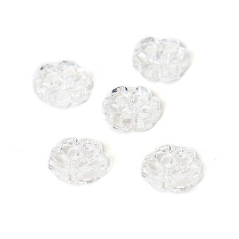 Hemline Clear Novelty Flower Button 5 Pack