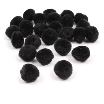 Black Pom Poms 2cm 25 Pack