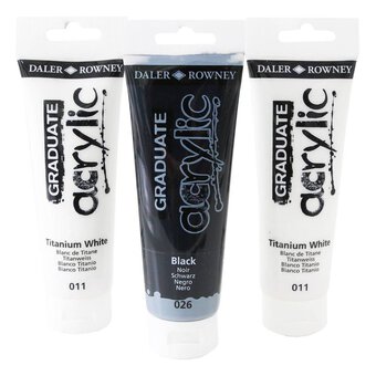 Daler-Rowney Black and White Graduate Acrylic Paint Set 3 Pack