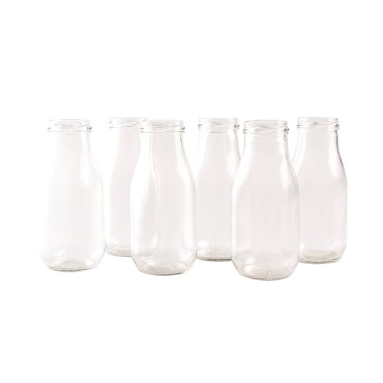 Glass Milk Bottle 250ml 6 Pack