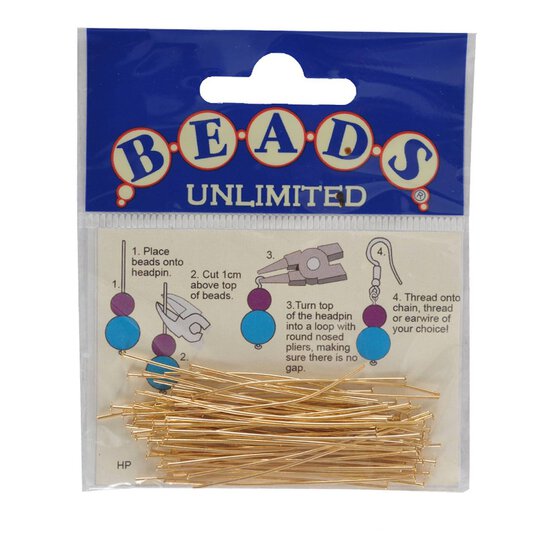 Beads Unlimited Gold Plated Headpins 50mm 20 Pack image number 2
