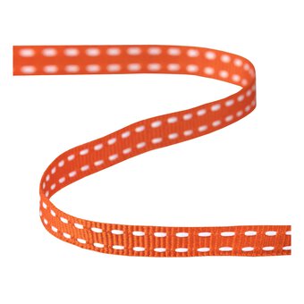 Hot Orange Grosgrain Running Stitch Ribbon 6mm x 5m