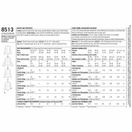 Simplicity Knit Bodysuit Sewing Pattern 8513 (XS-XL) image number 3