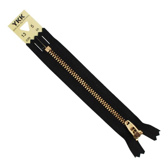YKK Black Brass Jeans Zip 13cm image number 2