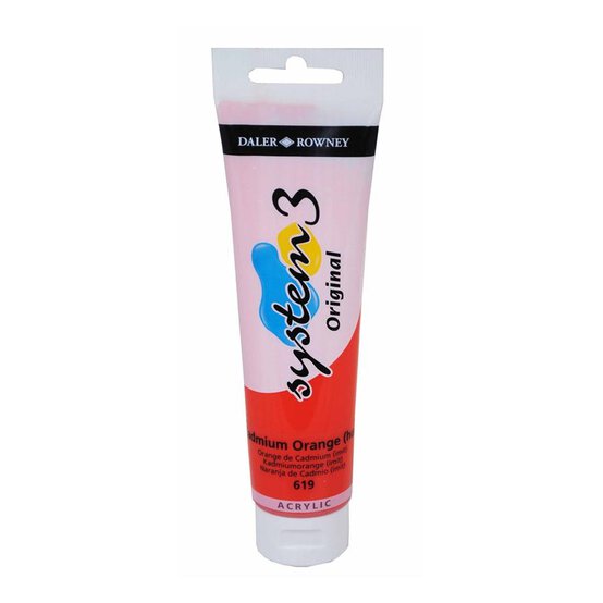 Daler-Rowney System3 Cadmium Orange Hue Acrylic Paint 150ml image number 1