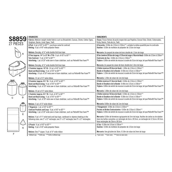 Simplicity Organiser Sewing Pattern S8859 image number 2