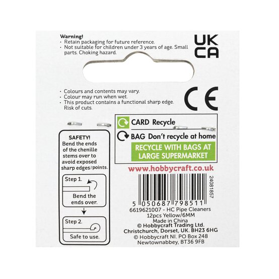 Yellow Pipe Cleaners 12 Pack image number 5