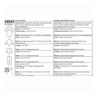 Simplicity Harry Potter Doll Outfit Sewing Pattern S8942