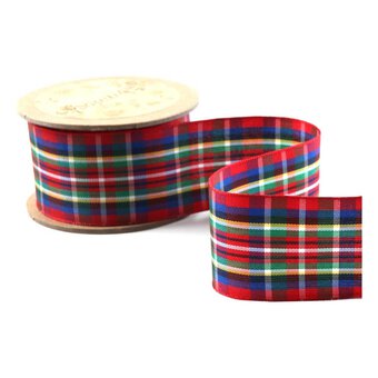 Red Tartan Ribbon 36mm x 5m