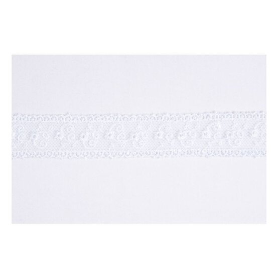 White Embroidered Tulle Lace Trim by the Metre image number 1