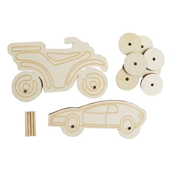 Make Your Own Wooden Car and Motorbike Racer 2 Pack image number 2