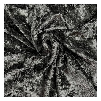 Black Crushed Velour Fabric by the Metre