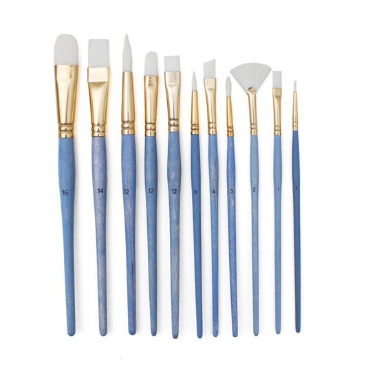 White Taklon Brushes 11 Pack image number 1
