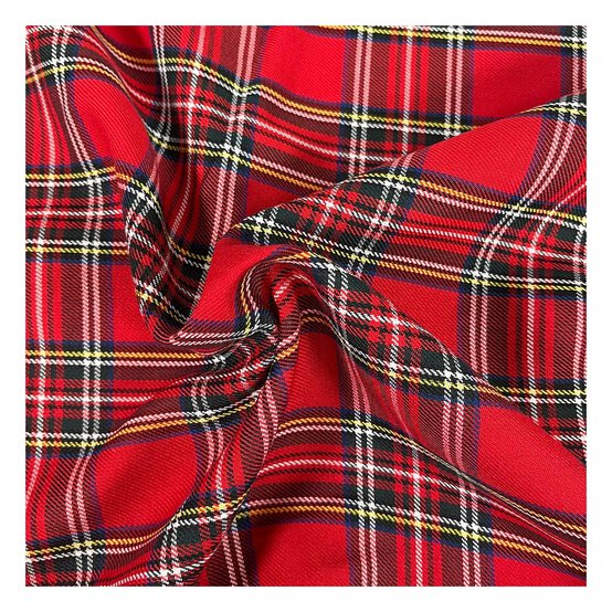 Royal Stewart Poly Viscose Tartan Fabric by the Metre image number 1